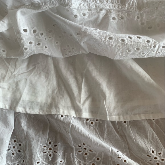 Meadow Rhodes Eyelet Tiered Maxi Dress Puff Short Sleeve Shirred Back NWT - Picture 9 of 12